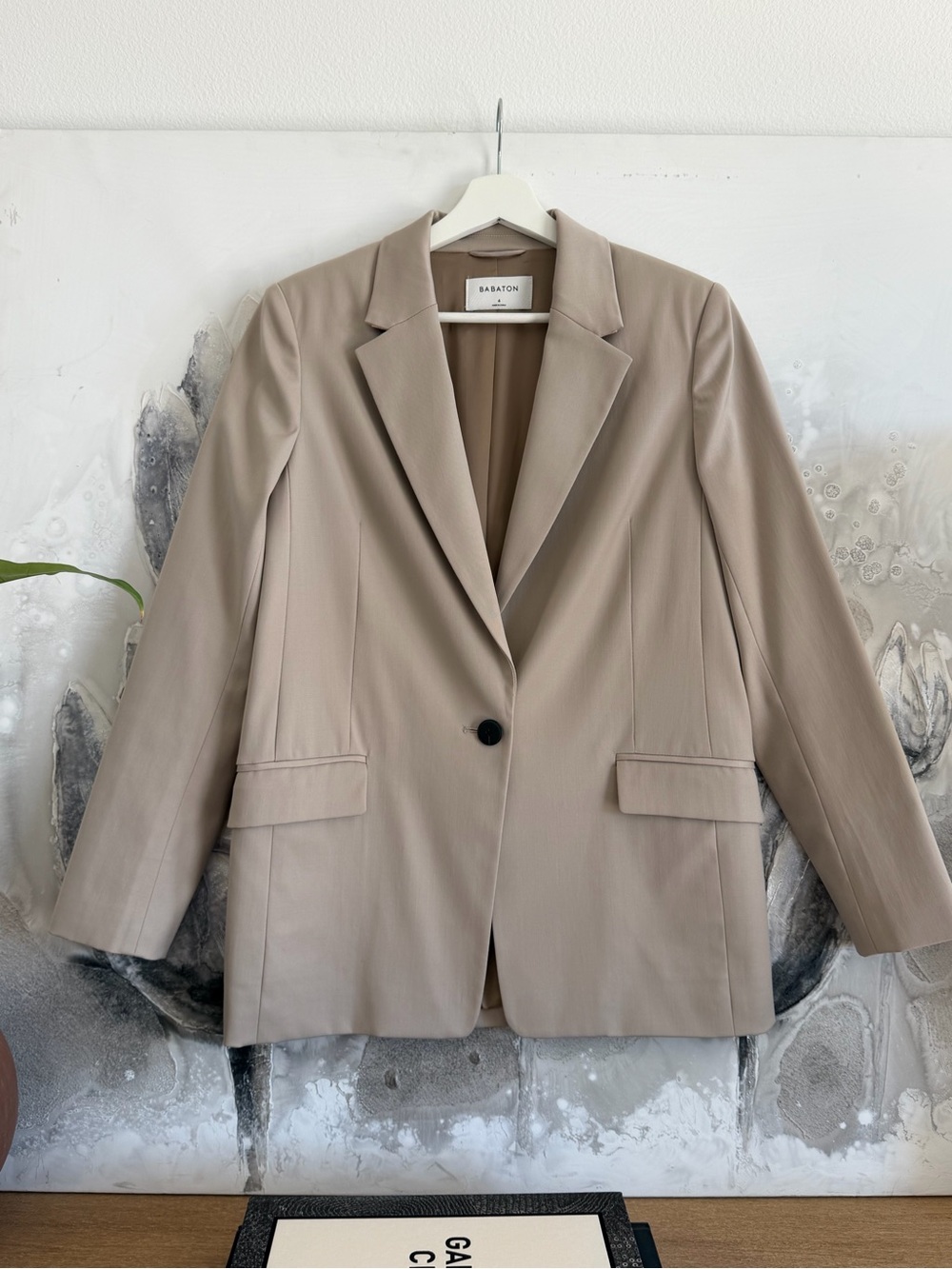 Babaton Oatmeal/ Beige Single-Button Blazer